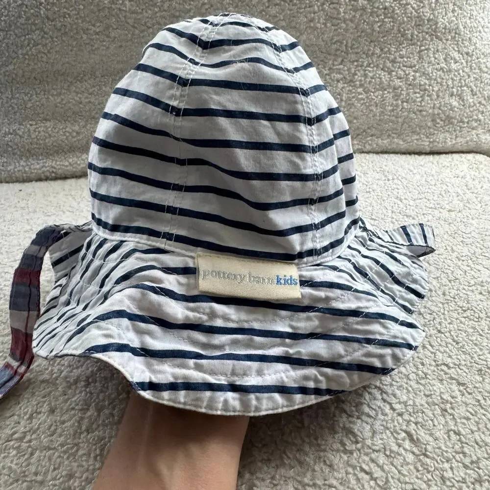 Pottery Barn Kids Reversible Stripe/Plaid Sun Bucket Hat